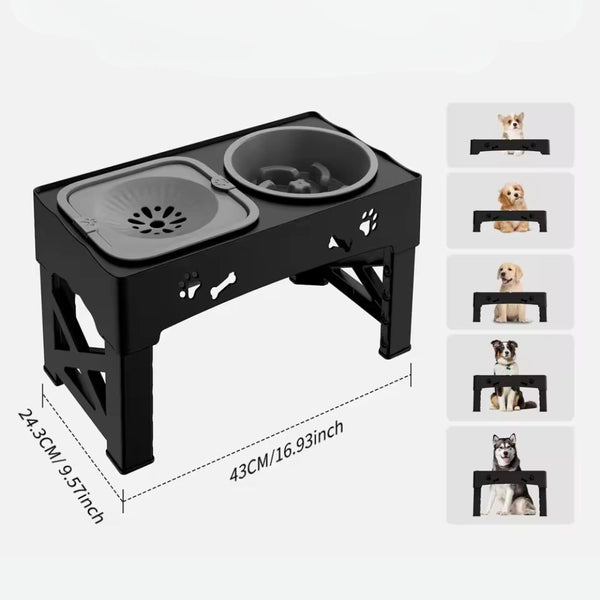 FlowBowl™ – Ciotola regolabile per cani e gatti con doppio scomparto e filtro anti-schizzi